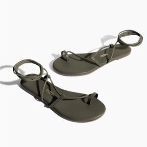 Tkees Jo leather lace up sandals olive US 9
